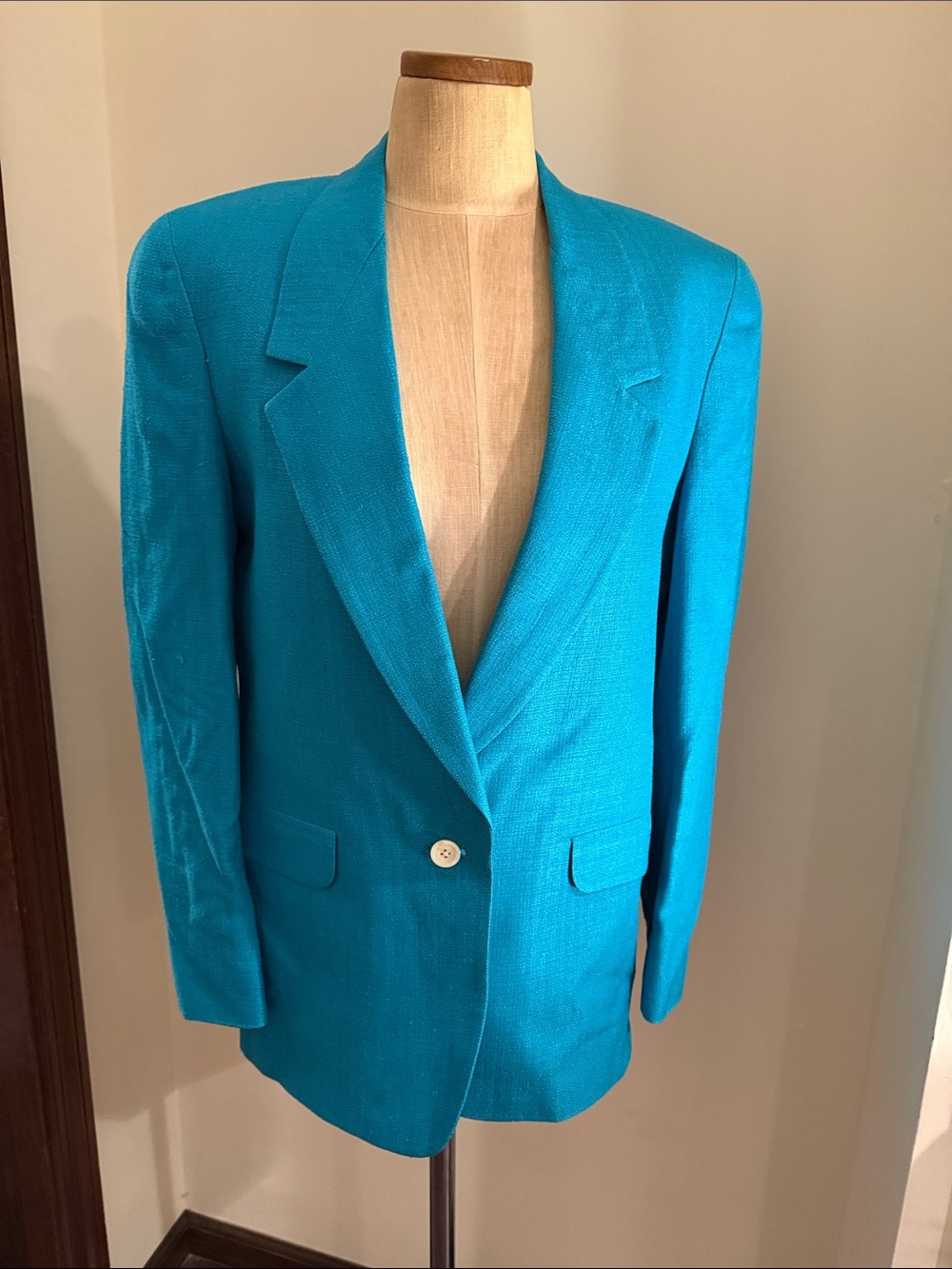 Men's Bright Turquoise Single-Button Blazer
